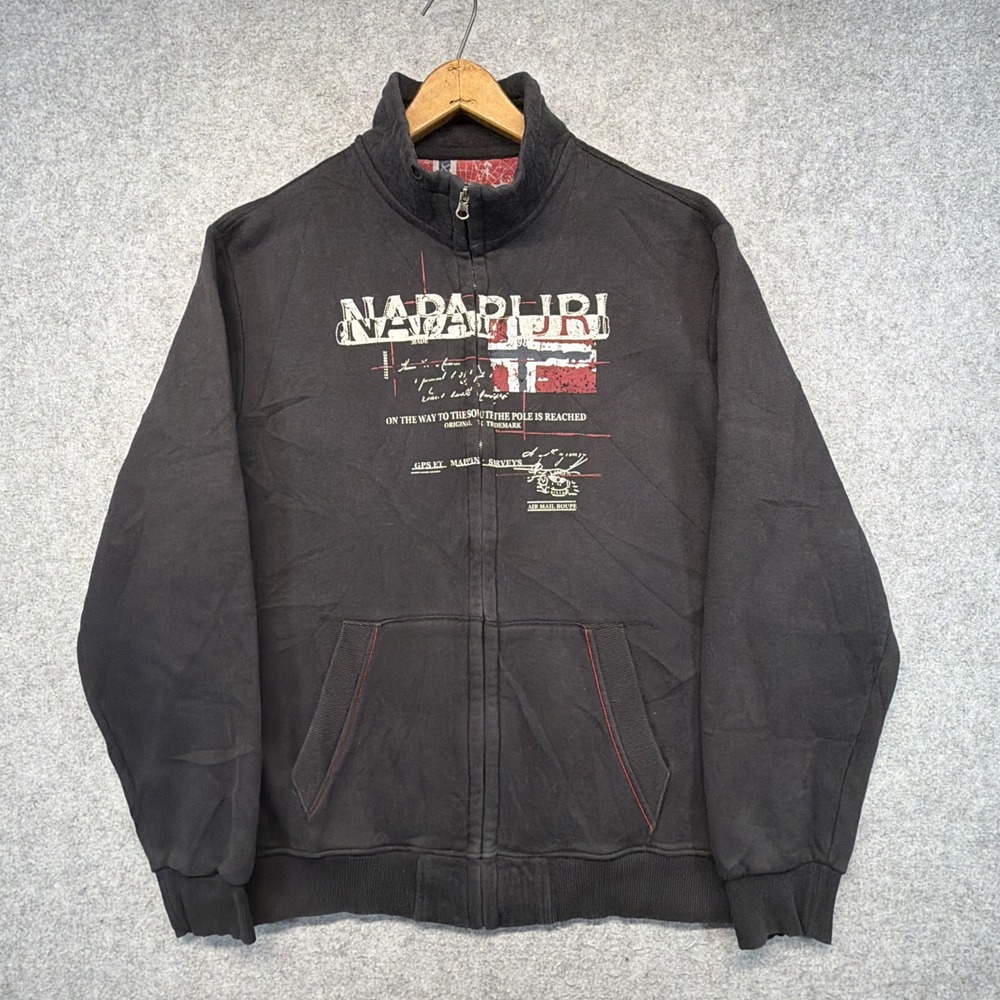 Napapijri Mens 3XL Zip Up Sweatshirt Black Mock Neck
